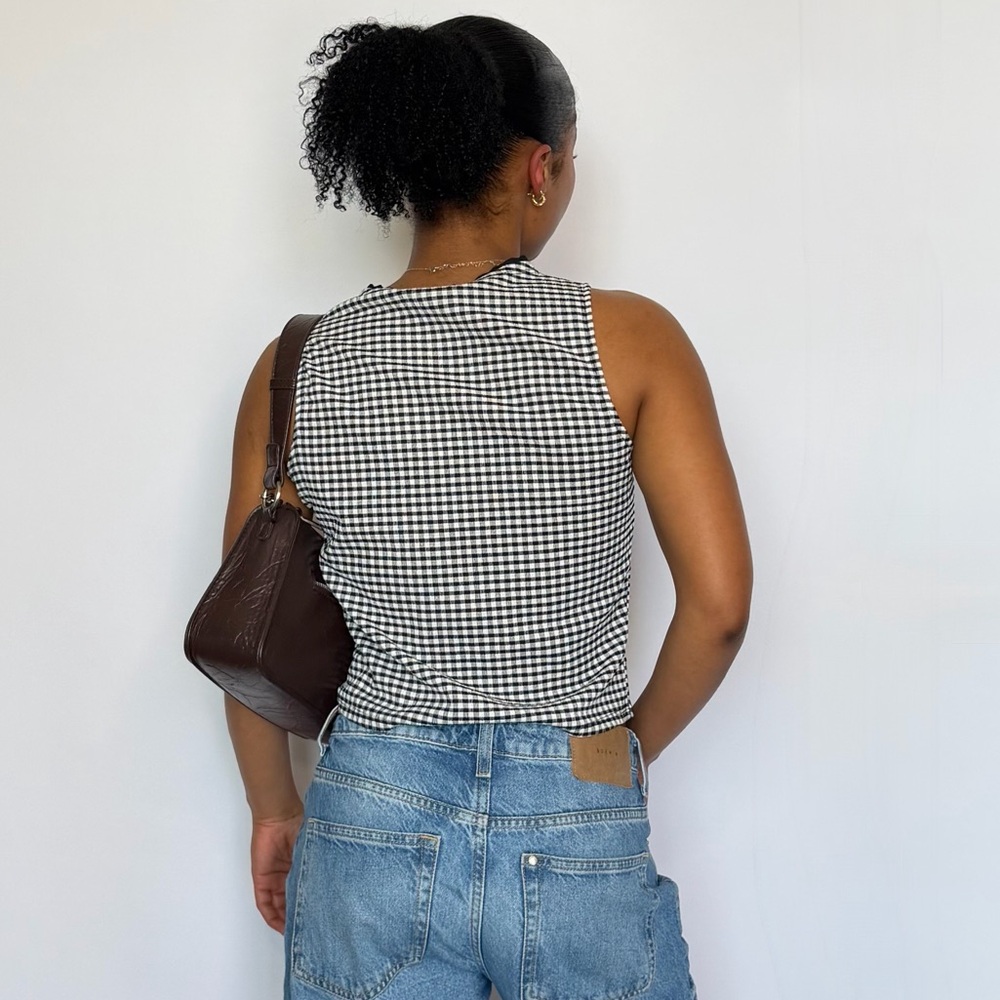 B&W Gingham Sleeveless Top - Picture 3 of 7